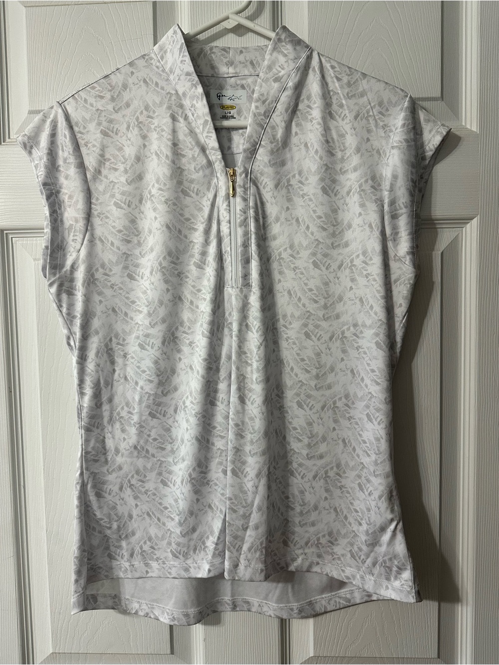 Grey Patterned Zip-Front Women’s Top Golf